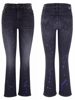 MOTHER DENIM The Insider Splattered Paint Ankle High Rise Jeans RAIN CITY LIGHTS